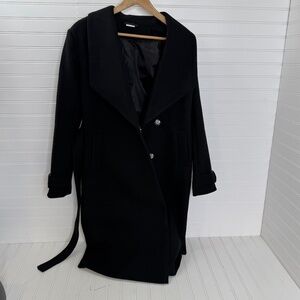 NEW Without Tag Lascana Black Belted Long Coat US Size 4